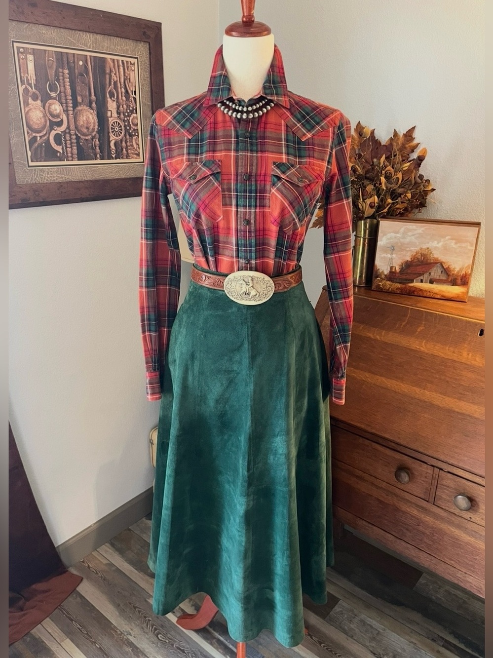 Vtg Ralph Lauren Western pearl snaps Blue Label wool/cotton flannel luxury 90s